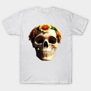 Just a Scull With Flowers 3 T-Shirt